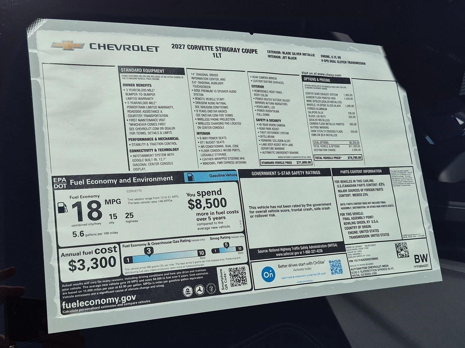 2027 Chevrolet Corvette Stingray 1LT