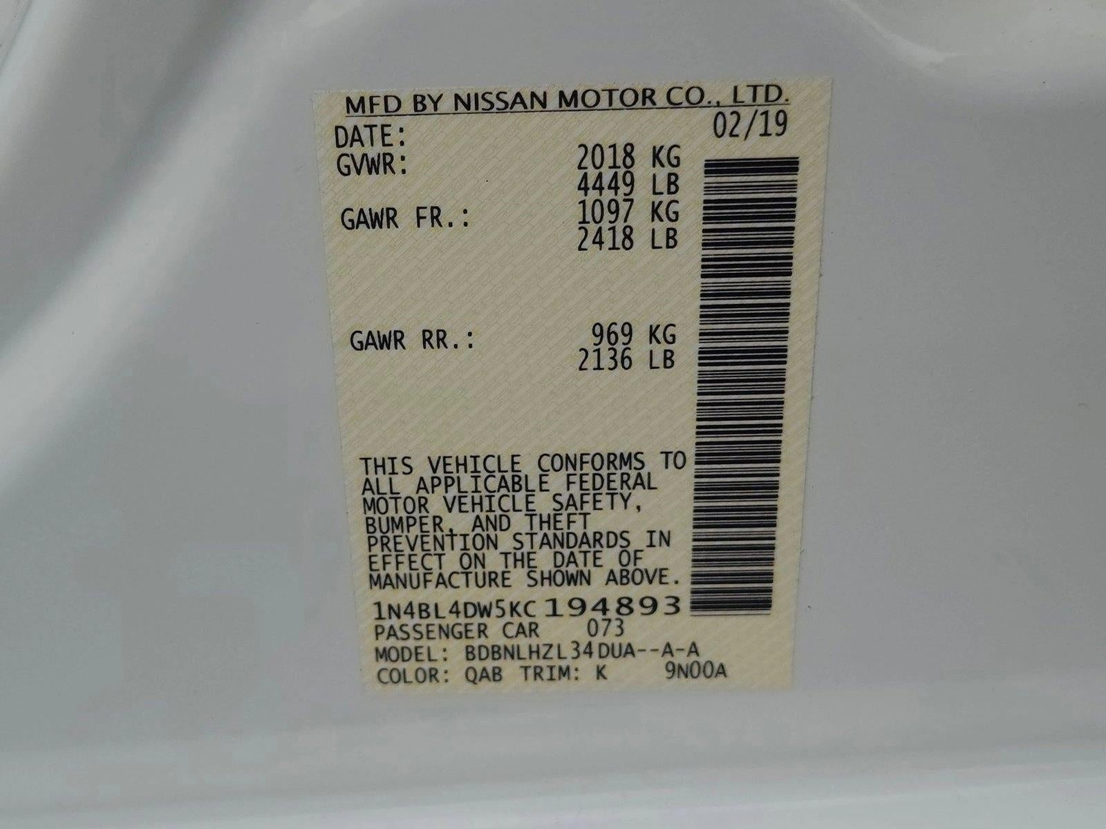 2019 Nissan Altima 2.5 SV