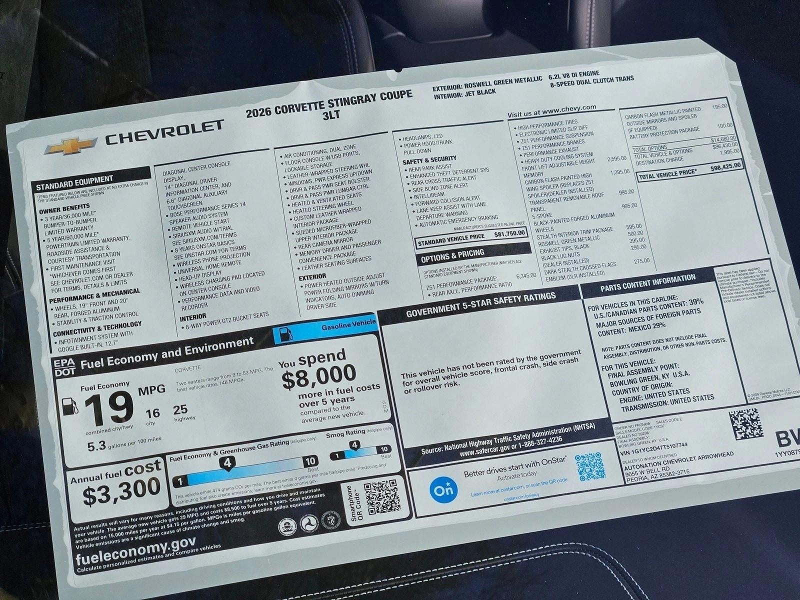 2026 Chevrolet Corvette Stingray 3LT