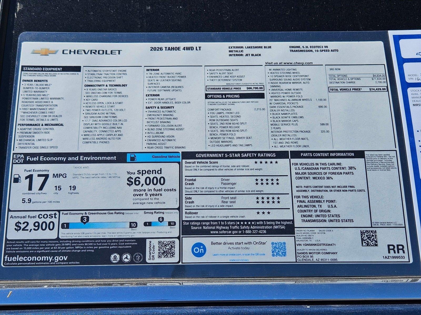 2026 Chevrolet Tahoe LT