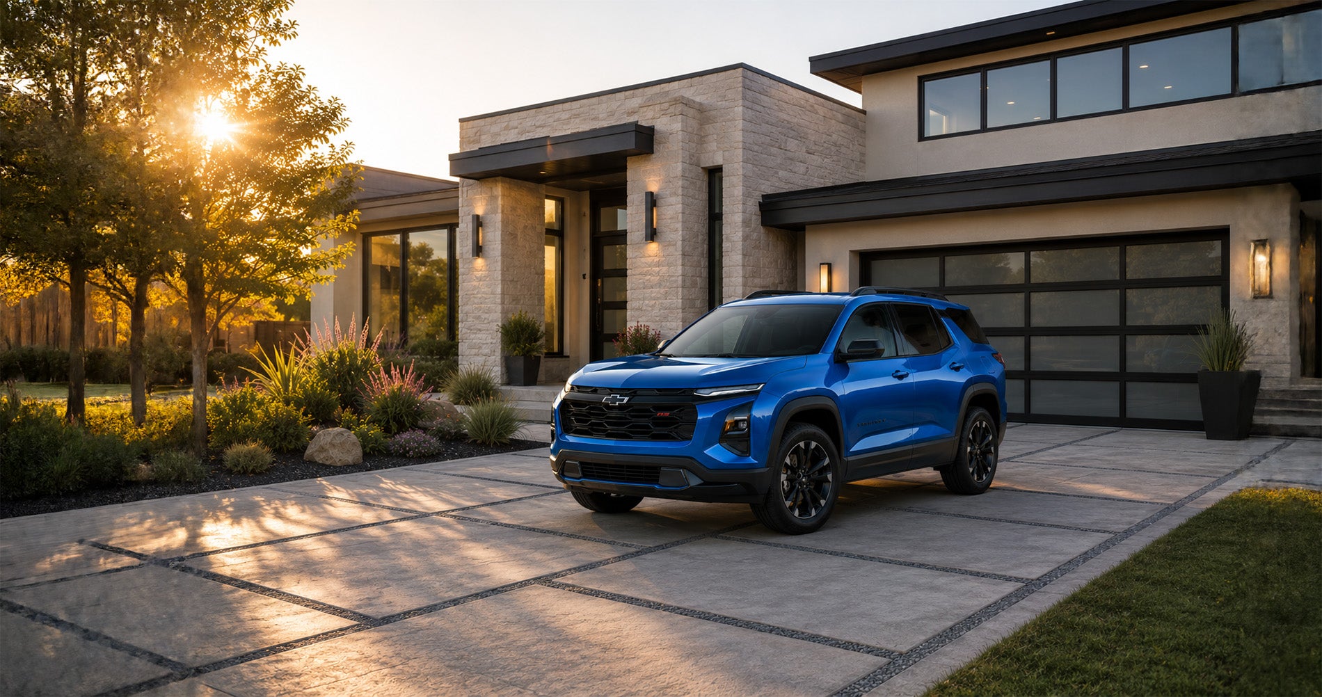 2027 Chevy Equinox parked in front of a house